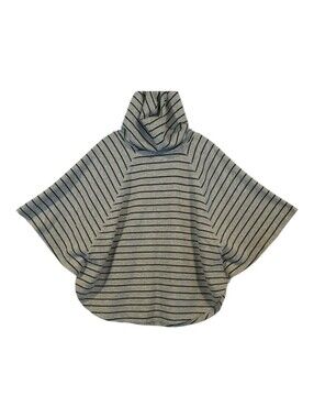 Belle Du Jour Gray Striped Hooded Poncho Pullover Sweater 2X